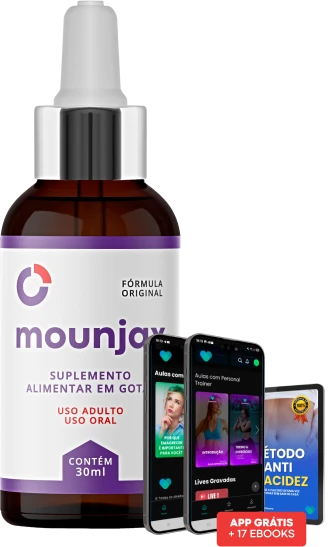 1 Frasco de Mounjax Gotas em frasco âmbar de 30ml com tampa conta-gotas branca para tratamento inicial de 30 dias.